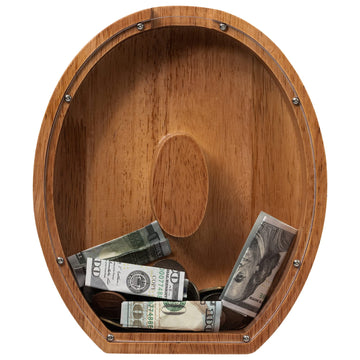 Piggy Bank For Kids Boys Girls, Wooden Large Letter Piggy Bank Alphabet Money Bank With Initial O, Coin Bank Fun Gifts For Birthday, Christmas, Festival, Baby Shower