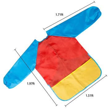 Bassion 2 Pack Kids Art Smocks Toddler Smock Waterproof Artist Painting Aprons Long Sleeve With 3 Pockets For Age 2-6 Years Gift