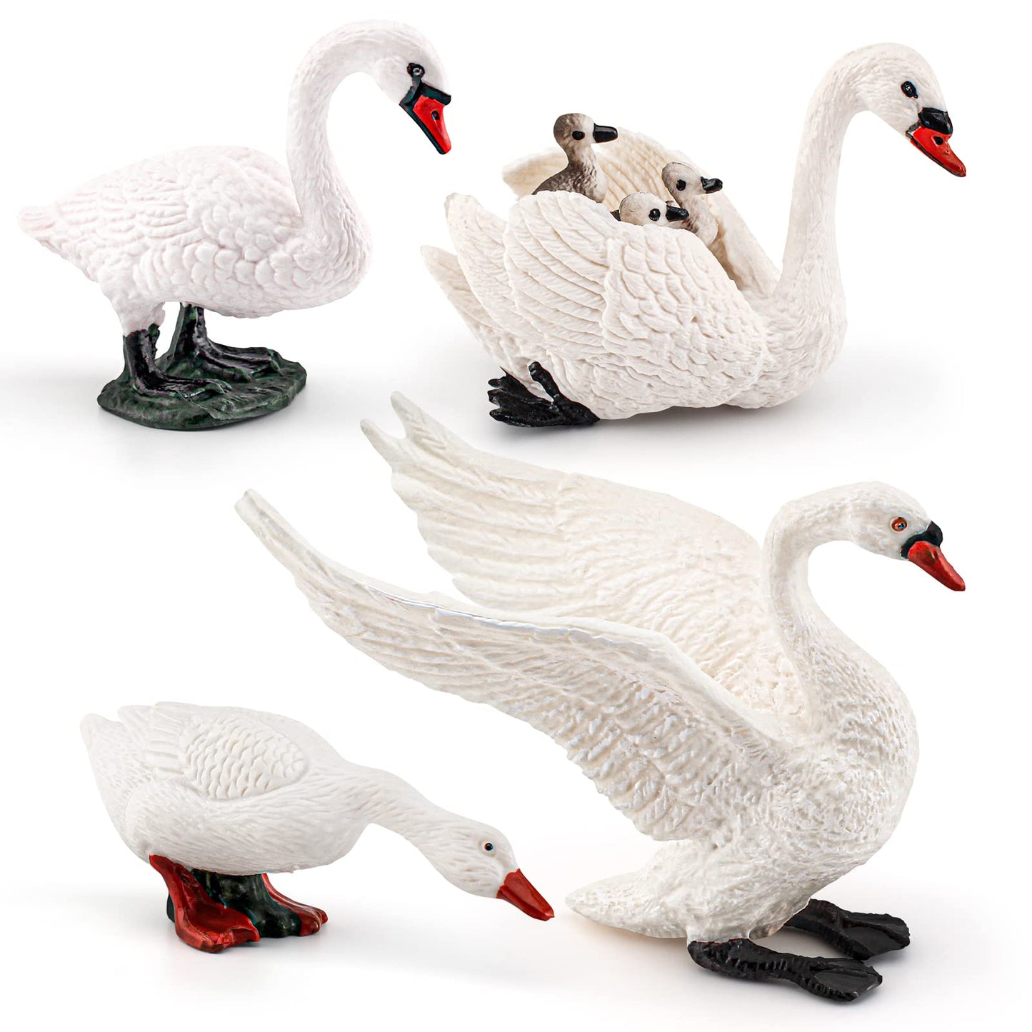 Lc Joycre 4Pcs White Swan Figurine Goose Toy Swan Toy Animal Figure For Toddlers Preschool Animals Figures Eduactional Project D