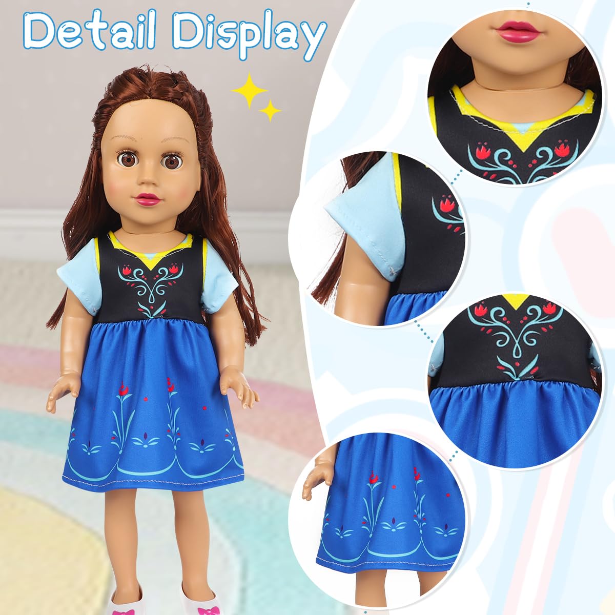 Benylion 14-16 Inch Doll Clothes Princess Costume Dress For 14-16 Inch Doll Include 3Pcs Different Princess Dress Fits All 14-16