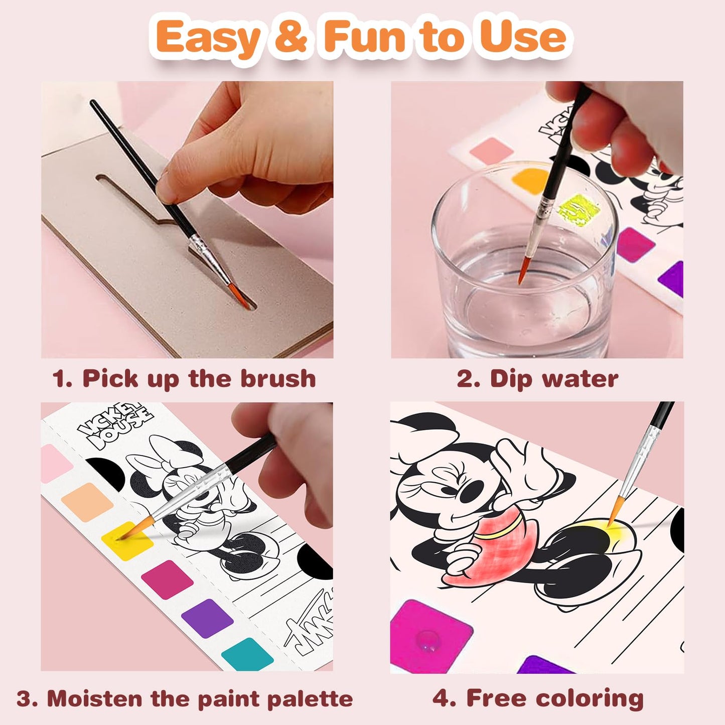 Kidcraft Paint with Water Coloring Books - 5 Pack, Mess-Free Watercolor Kit, Small, Paper, Travel Activity Toy for Kids Ages 4-8+