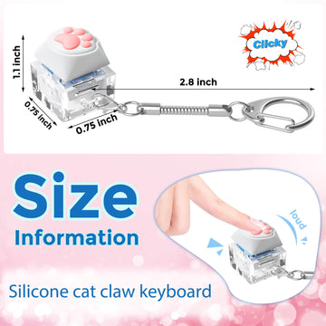 Keyboard Fidget Toys Keychain Keyboard Decompression Toys Mechanical Key Button Stress Relief Gifts for mature-themed and Kids Finger Clicker Toys ADHD Toy Cool Fidgets(Cat's paw)