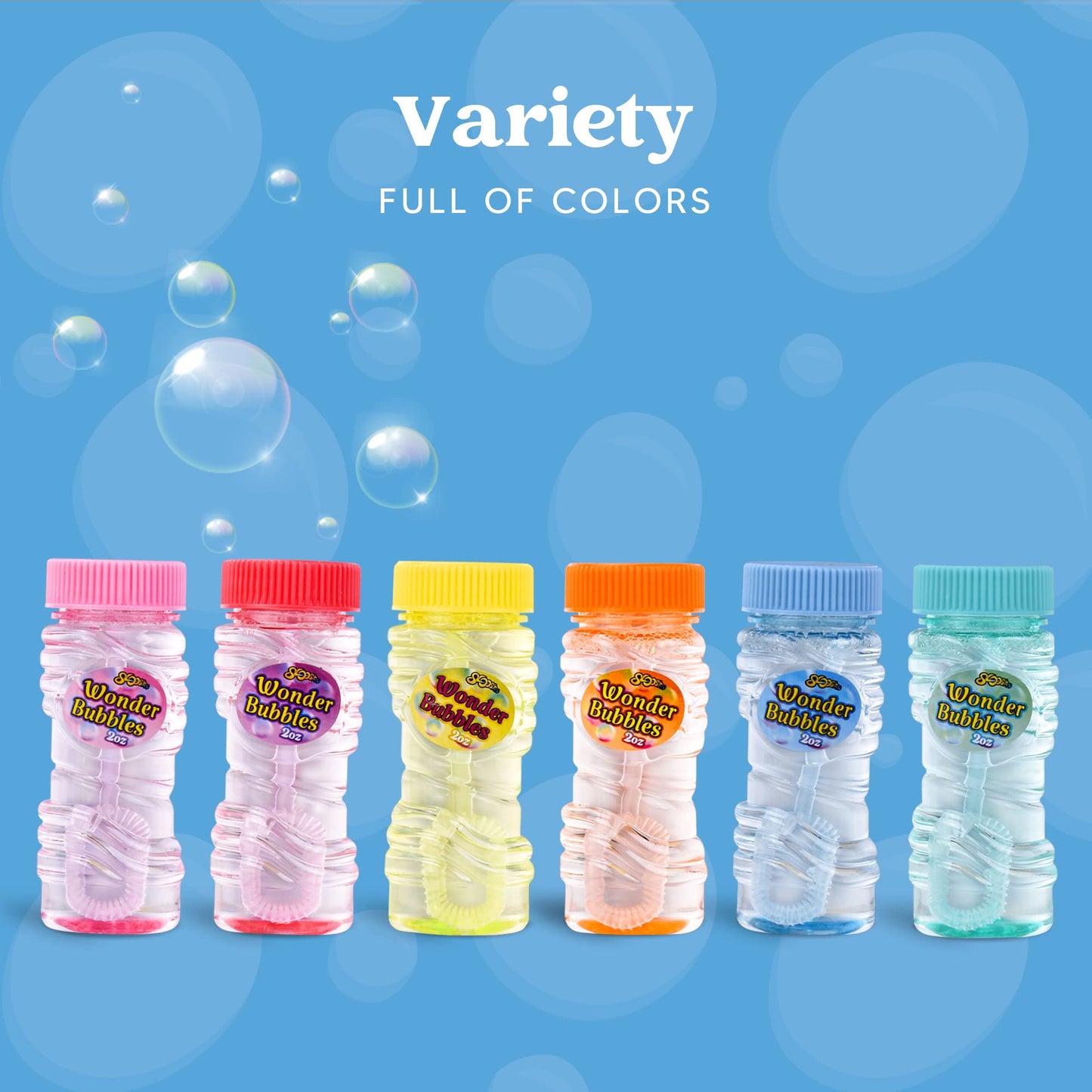 Sloosh 24 Pack 2Oz Refill Bubble Solution Bottle With Wands For Kids' Bubble Toys Summer Activity, Easter, And Assortment Party Favors