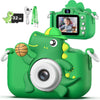 masterbee Kids Digital Camera Toy H30, 1080P HD, Green, Eco-friendly Silicone, Gifts for Ages 3-12, Dinosaur Design