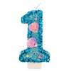 Blue Number Candle,Shell Sequins Number Candles for Birthday Cakes Mermaid Themed Party Supplies Number 1 Candle