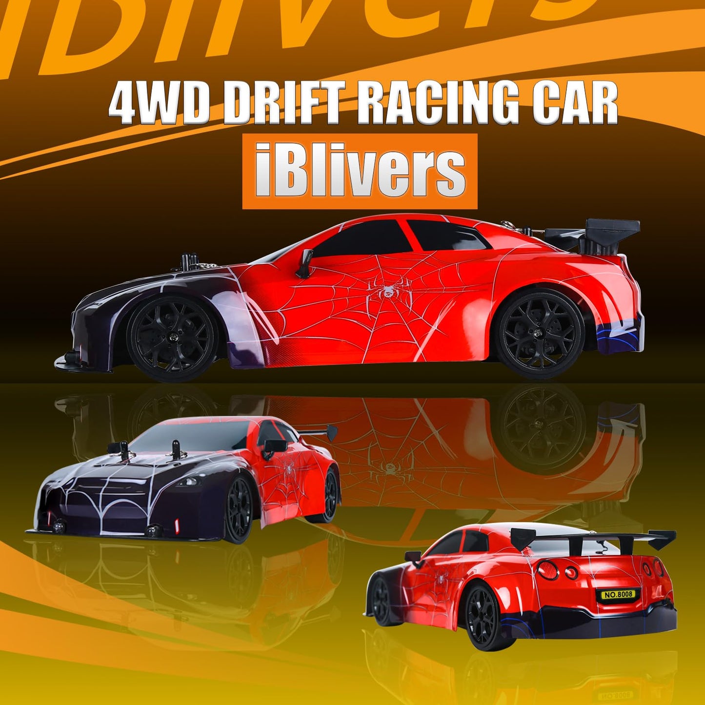 iBlivers Spider RC Drift Car, 1:14 Monster Truck Remote Control Drift Car with Full Proportional Throttle 4WD GT Drift RC Cars w
