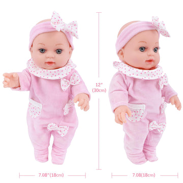 12 Inch Baby Doll Playset With Dolls Clothes And Accessories First Baby Dolls For Toddlers 3 Years And Up Includes Bassinet Bed, Blanket, Bottles, Nipple, Diaper, Toys