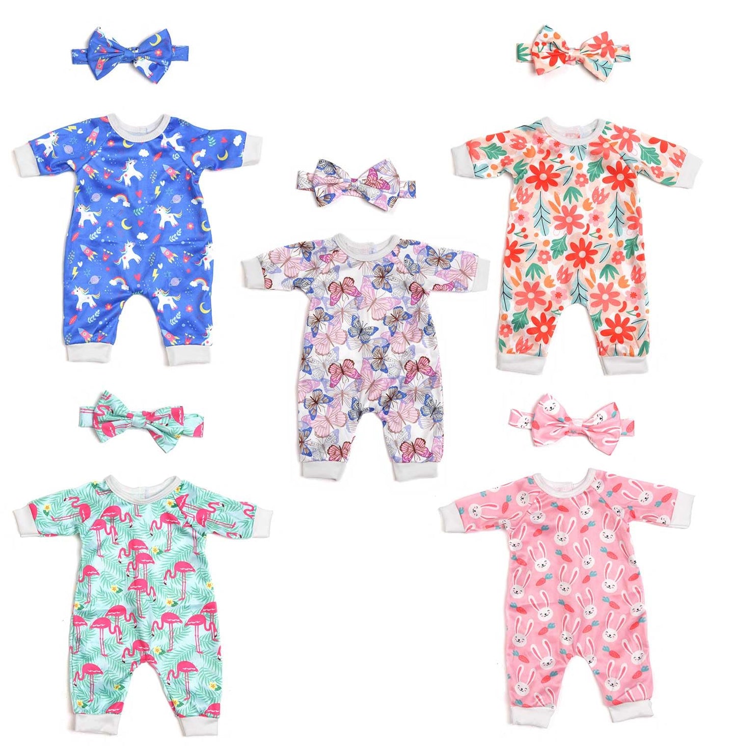 Sweet Dolly 5 Sets Baby Doll Accessories Baby Doll Clothes And Headbands Doll Pajamas For 15 Inch Doll To 18 Inch Doll, 10 Pcs In Total Doll Clothes And Accessories, White