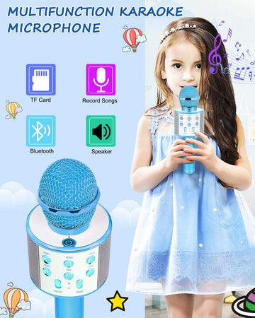 Dodosky Kids Toys Age 5 6 7 8 9 10, Karaoke Microphone For Kids Popular Toys For Girl Boy Age 5-12 Birthday Gifts For Teen Girls Boys Age 5-12 Party Gift For Girl Boy Age 4-12 - Blue