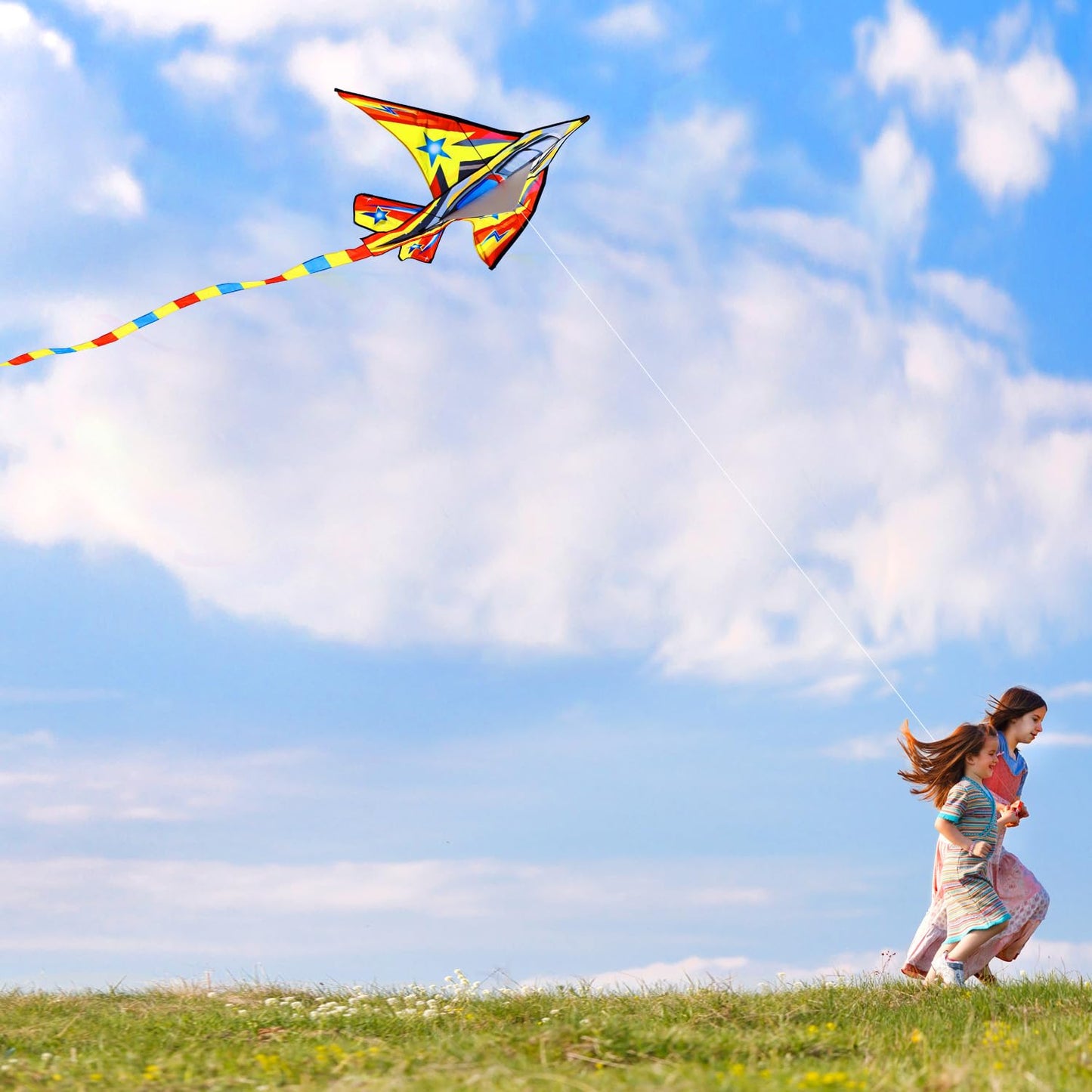 Honbo Airplane Jet Kite For Kids & Adults Perfect Kites For Kids Ages 4-8, Easy To Fly Giant Kites For Beach And Outdoor Activity, Kite Handle And String Included, Beginner Kite