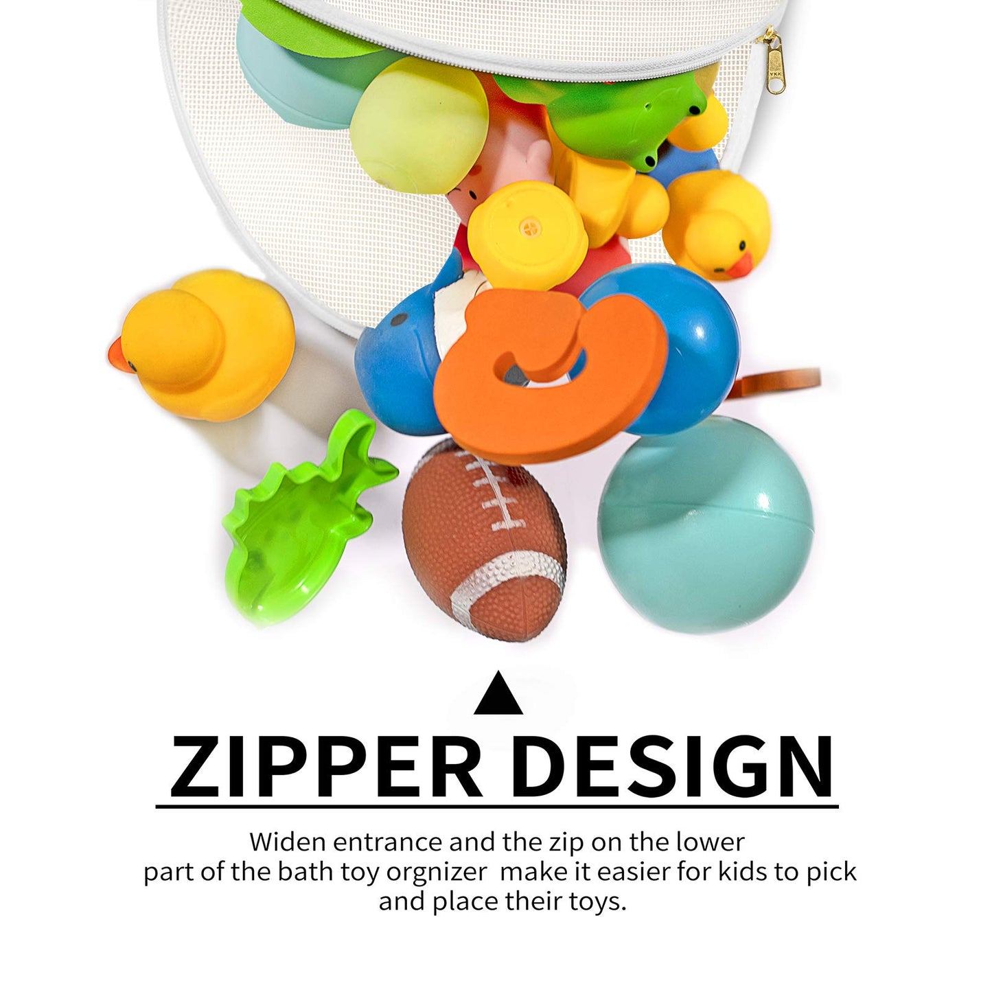 Pvc Material Bathtub Toy Holder Prevent Long Spots Bath Toy Storage Bath Toys For Kids Ages 4-8 17“X13”Mesh Bath Toy Holder Let Baby Bath Toys Quick Drying