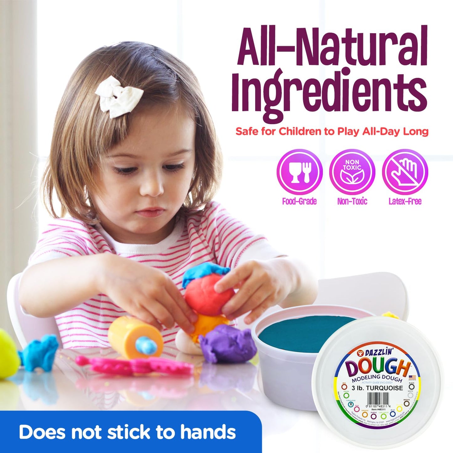 Hygloss Dazzlin’ Modeling Dough – Non-Toxic Christmas Craft Dough, Unscented, Turquoise, 3Lbs – Kids Arts & Crafts, For Girls & Boys, Stocking Stuffers Products