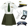 G.C Girls Pilot Costume Kids Dress Up Outfits Toddler Sunglasses Hat Accessories Halloween Cosplay Role Play Party Gifts