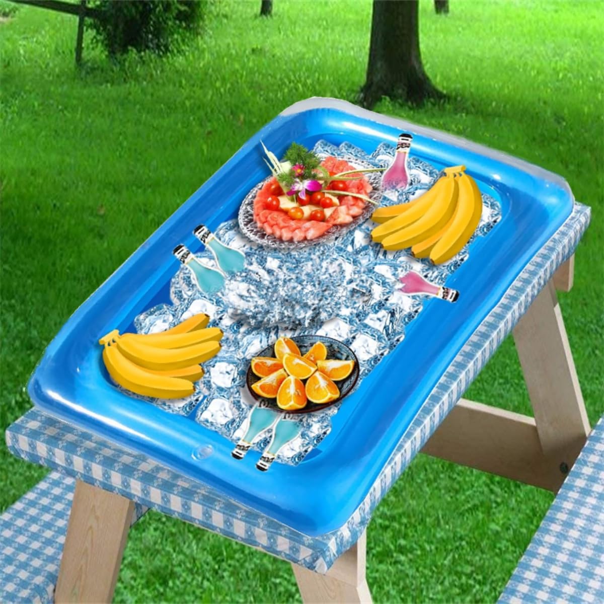 Supoice 4 Pack Inflatable Salad, Food, Drink Buffet Cooler Tray Inflatable Serving Bar/Bufft Cooler Perfect For Bbq, Picnic, Pool Party