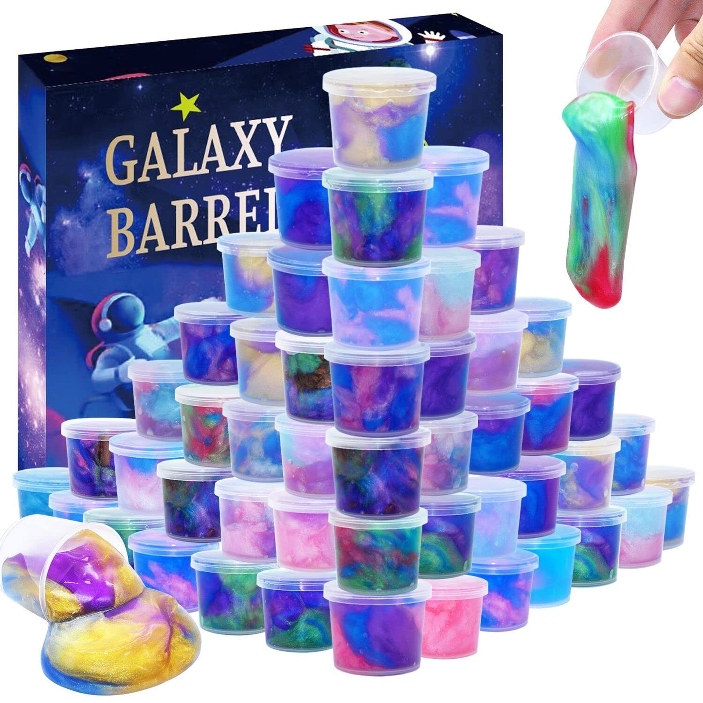 Zonfrto 64 Packs Galaxy Putty Slime, Party Favor For Kids Girls & Boys, Adults, Non Sticky, Unscented,Stress & Anxiety Relief, W