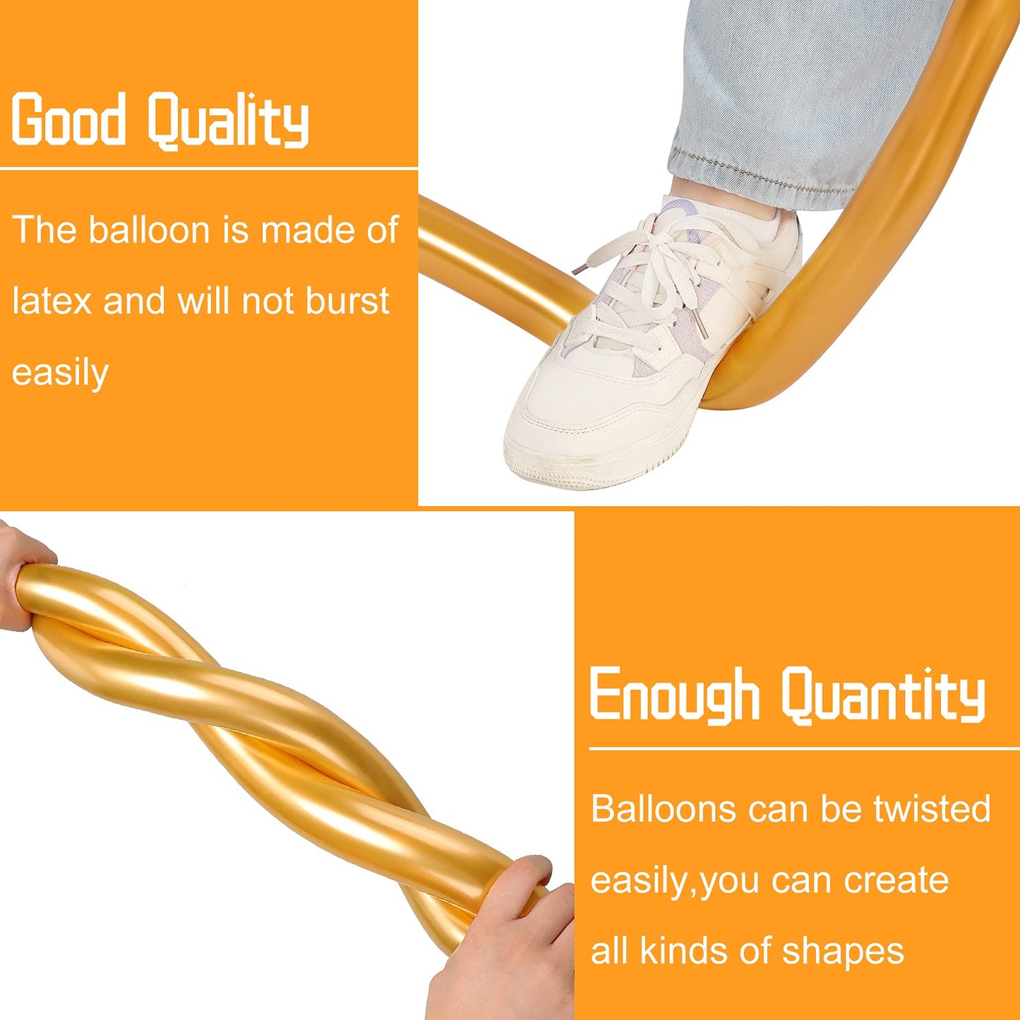 50 Pieces Gold Long Balloons 260 Twisting Animal Balloons Metallic Latex Balloons Diy Modelling Balloons For Birthday Wedding Engagement Magic Anniversary Festival Party Decoration (Golden)
