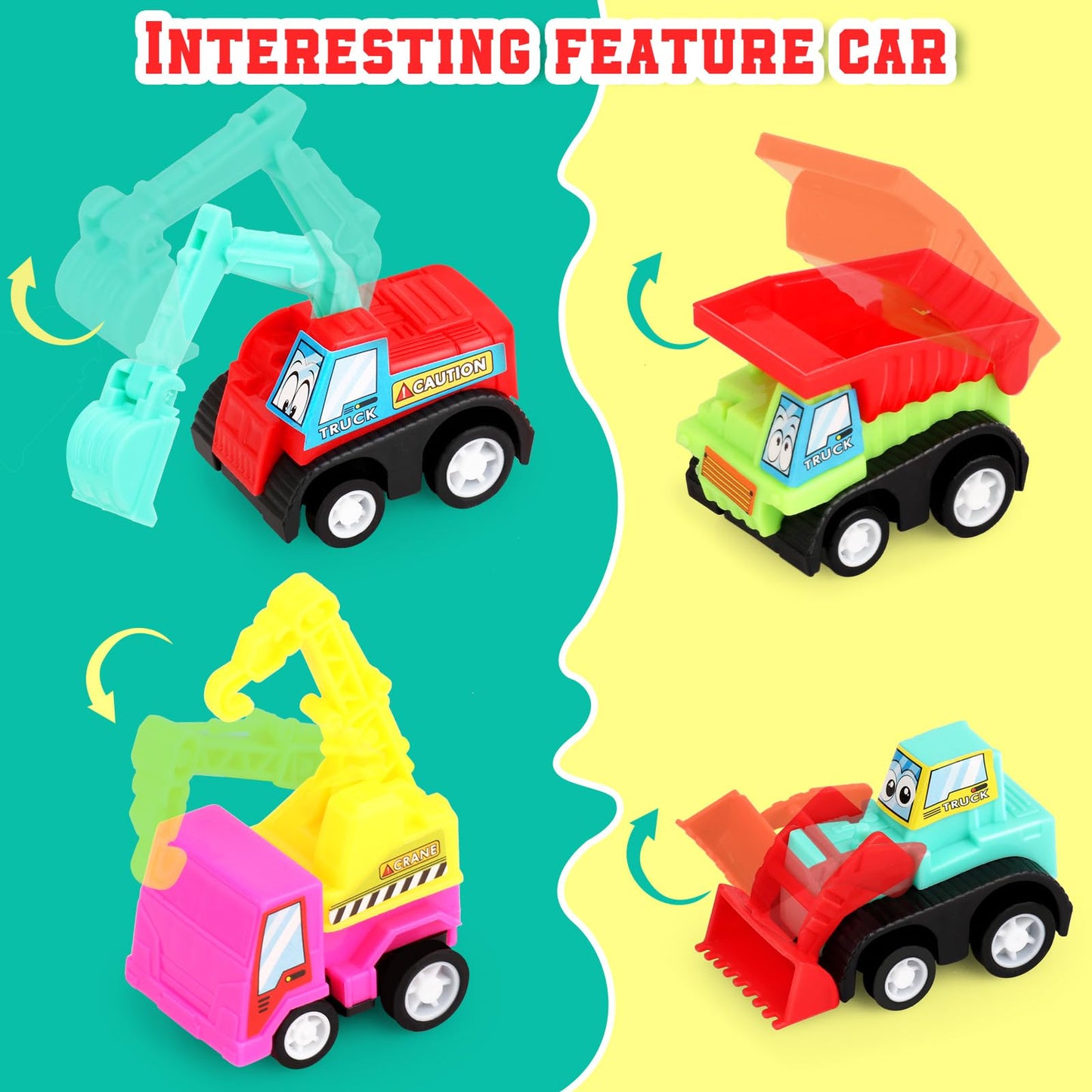 20 Piece Construction Toy Car for Boys Kids 3 4 5 6 7 8, Construction Party Favors Mini Pull Back Vehicles Small Truck Construct