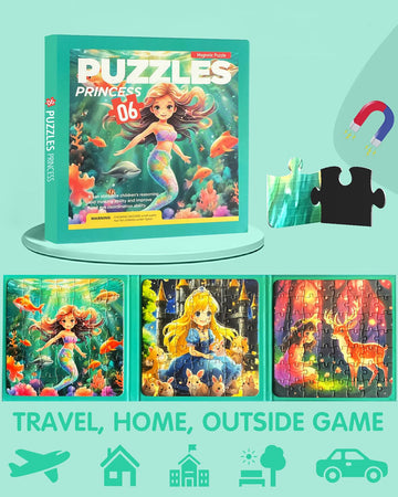 Magnetic Puzzles For Toddlers 4-6 Girls, Travel Puzzles For Kids Ages 3-5, 3 In 1 Dinosaurs Magnet Jigsaw Puzzle Book, Preschool