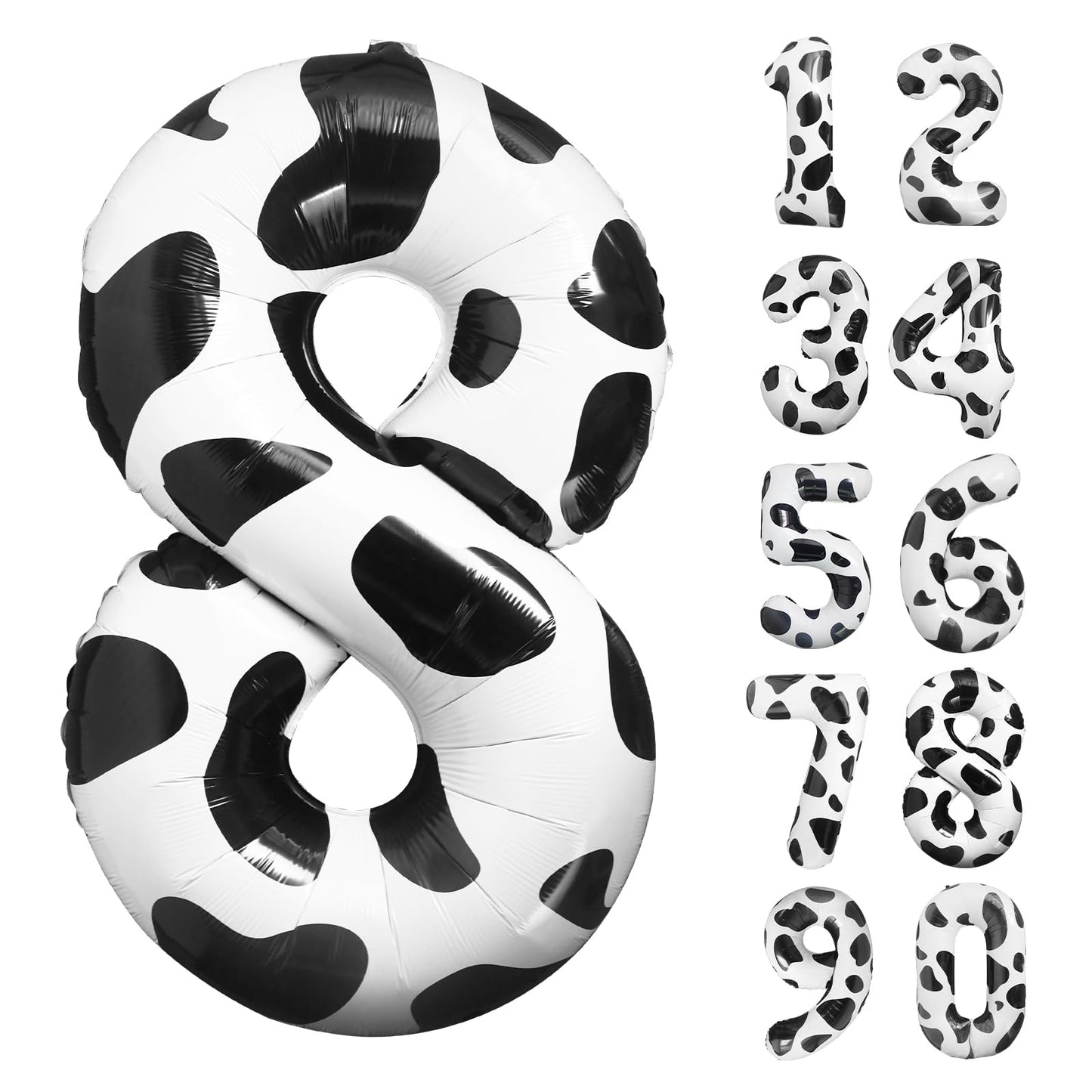 Lebery Cow Print Number Balloon 40 Inch Cow Print Number 8 Balloon Cowgirl Theme Number Balloon For 8Th Birthday Party Cow Balloons Black White Number 8 Foil Balloon For Farm Barn Animal Decor