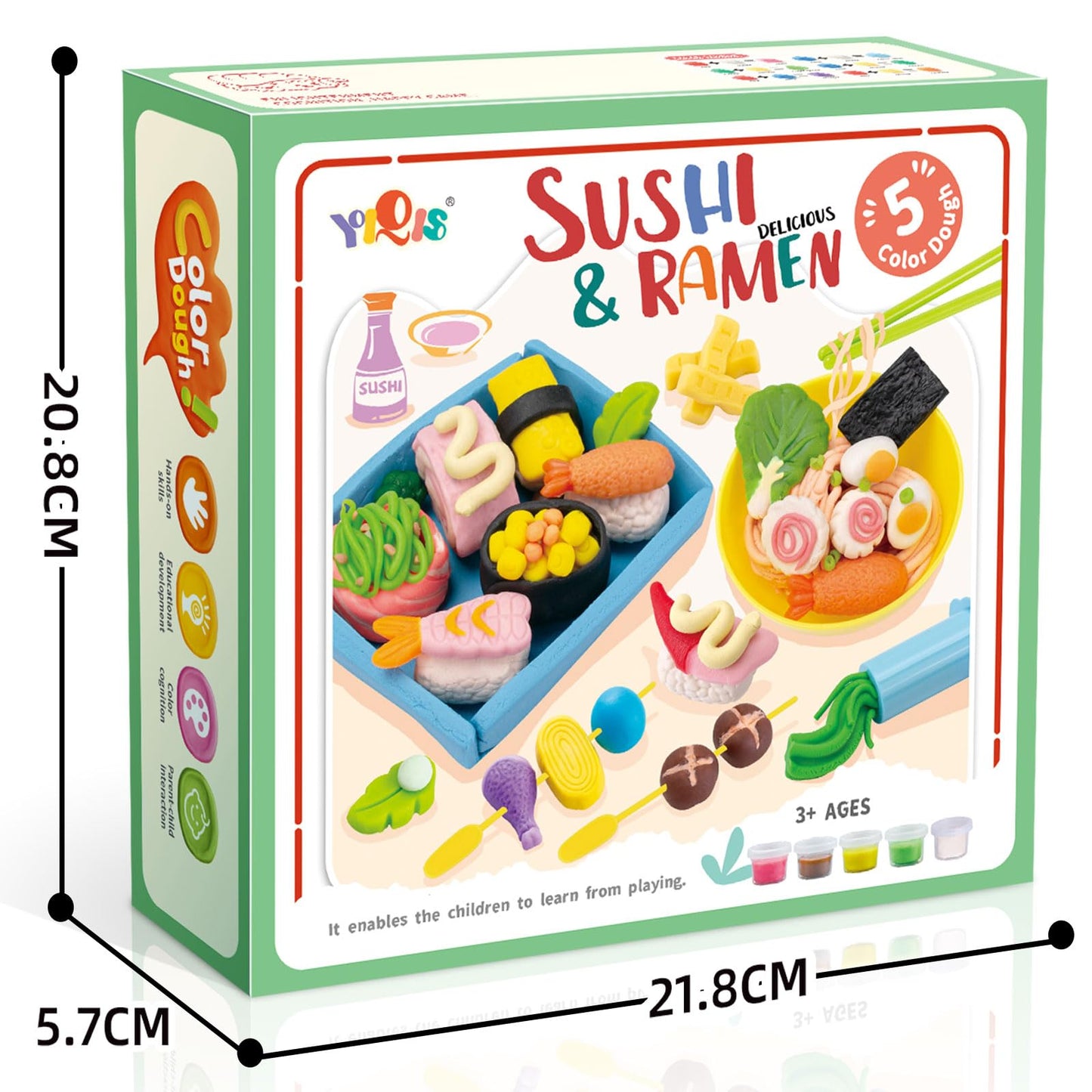 Hasayaqi Sushi Play Food Playset Playdough Sets For Kids Ages 4-8 Kitchen Creation Kit Toy With 5 Compound Colors Play Dough Set