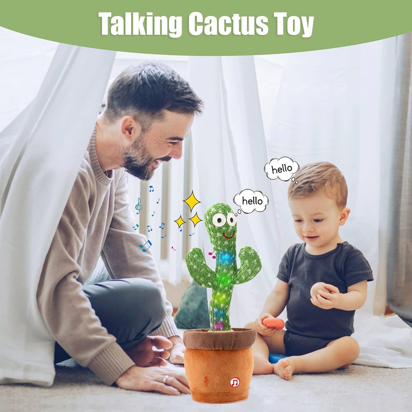 Miaodam Dancing Cactus, Talking Cactus Repeats What You Say, New Soft Plush Talking Toy Electric Speaking Cactus Baby Toys Packi