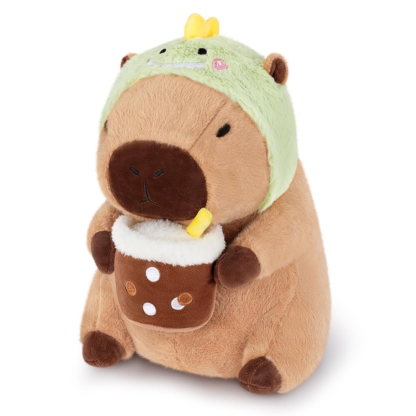 Achwishap Capybara Plush,Cute Plushies Capybara Stuffed Animals,Capybara Plush Toys,Kawaii Plushie Stuffed Toy with Dinosaur Hat
