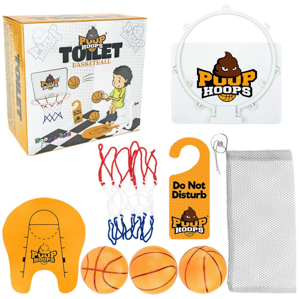 Hoopla Toys Poop Hoops Toilet Basketball Game Set Funny Bathroom Sports Toy For Kids