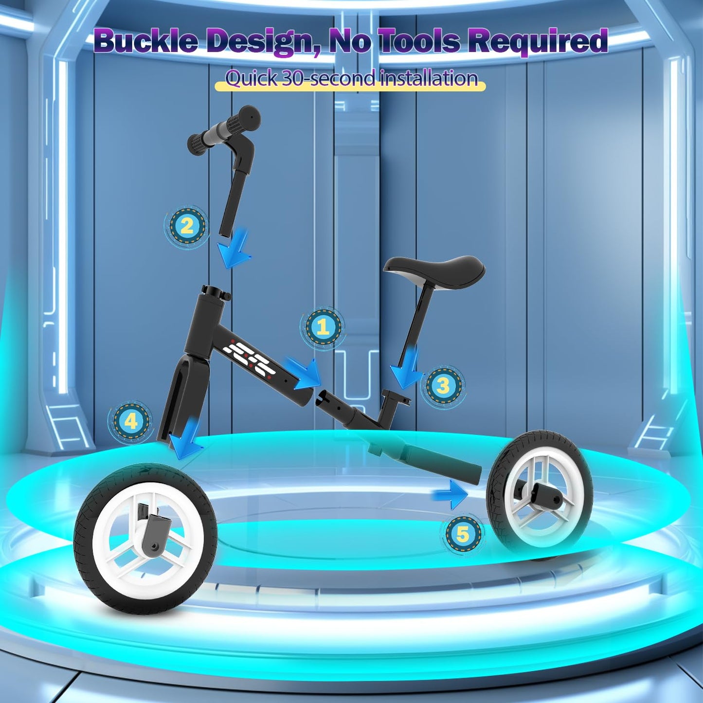 Wetify Colorful Lighting Balance Bike 2 Year Old, 2-5 Year Old Toddler Balance Bike, Adjustable Handlebar & Seat, 2-5 Year Old B