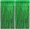 PRVV Pack of 3 Pcs, 3 x 6 feet Each, Green Foil Fringe Tinsel Metallic Backdrop Curtains for Birthday Decoration Wedding Engagem