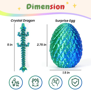 Yilcer 4Pcs 3D Printed Dragon Eggs With Dragon Inside Mini Dragon Egg Set Easter Eggs Articulated Dragon Easter Basket Stuffers Mystery Dragon Egg Fidget Toy Surprise 3D Printed Animals Toy Set