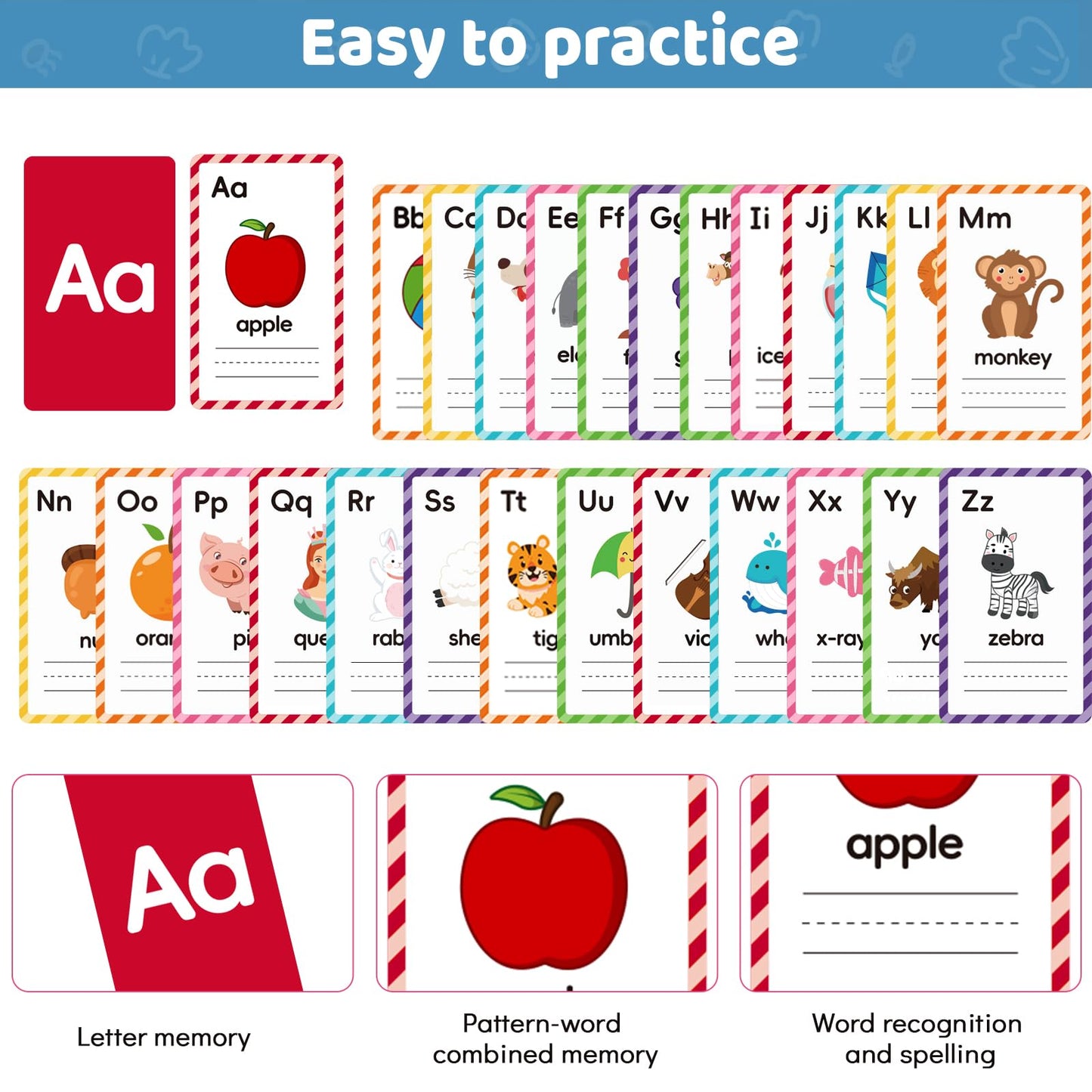 Besarme 26 Pcs Alphabet Flash Card 1-3 Abc Learning & Sight Words Flash Cards For Toddlers And Preschoolers Homeschool & Classro