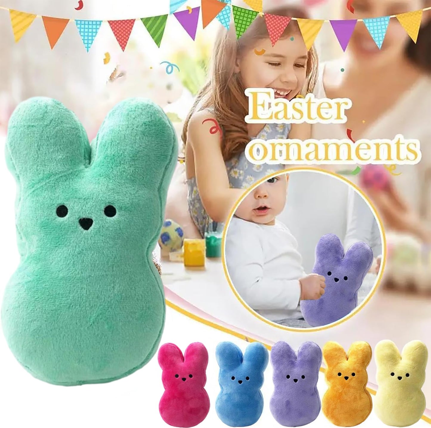 Fbdcyia 6Pcs Easter Bunny Stuffed Animal, Cute Animal Carrot Peep Bunny Doll, Easter Basket Stuffers, Rabbits Animal Easter Bunn