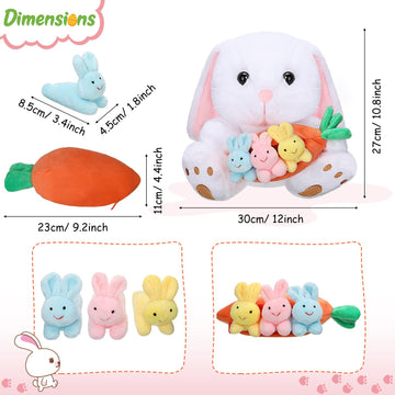 Chalyna Bunny Stuffed Animals With 3 Bunnies In A Carrot Rabbit Decor 10 Inches Easter Rabbit Plush Soft Cute Bunny Plush Toys D