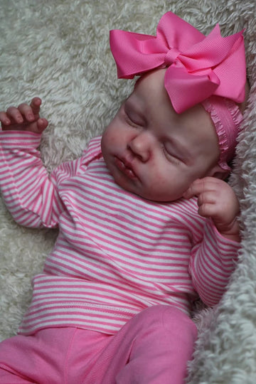 Pinky Reborn Baby Dolls Girl 20 Inch Soft Weighted Body Realistic Newborn Baby Dolls With Pink Clothes And Headwear Cute Lifelike Handmade Silicone Sleeping Doll