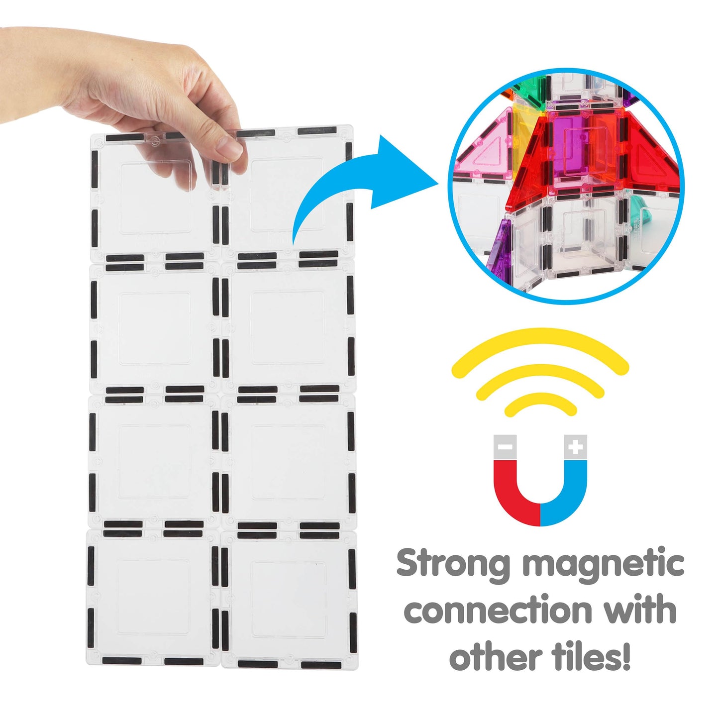 Picassotiles Clear Transparent Magnetic Building Tiles Blocks Expansion Construction Set Magnets Stem Learning Kit Educational T