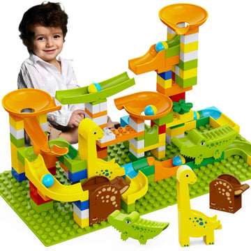 Dinosaur Marble Runs For Kids 4-8 Building Blocks Compatible With Lego Duplos For Age 2-5/138Pcs Classic Big Blocks Marble Run F