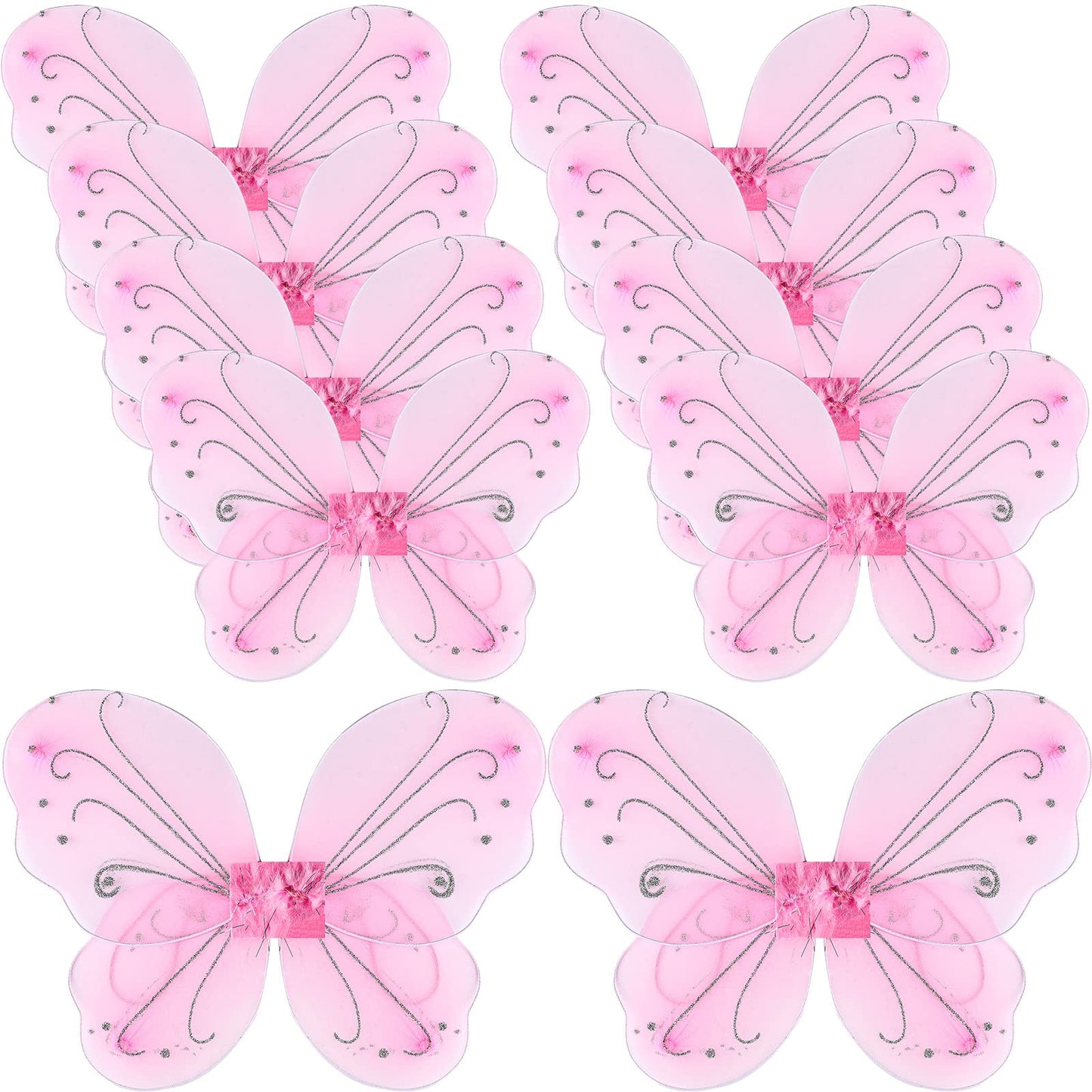 Chivao 10 Pieces Fairy Wings Butterfly Wings Wedding Decoration Costume Birthday Christmas Party Favors For Boys Girls(Pink)