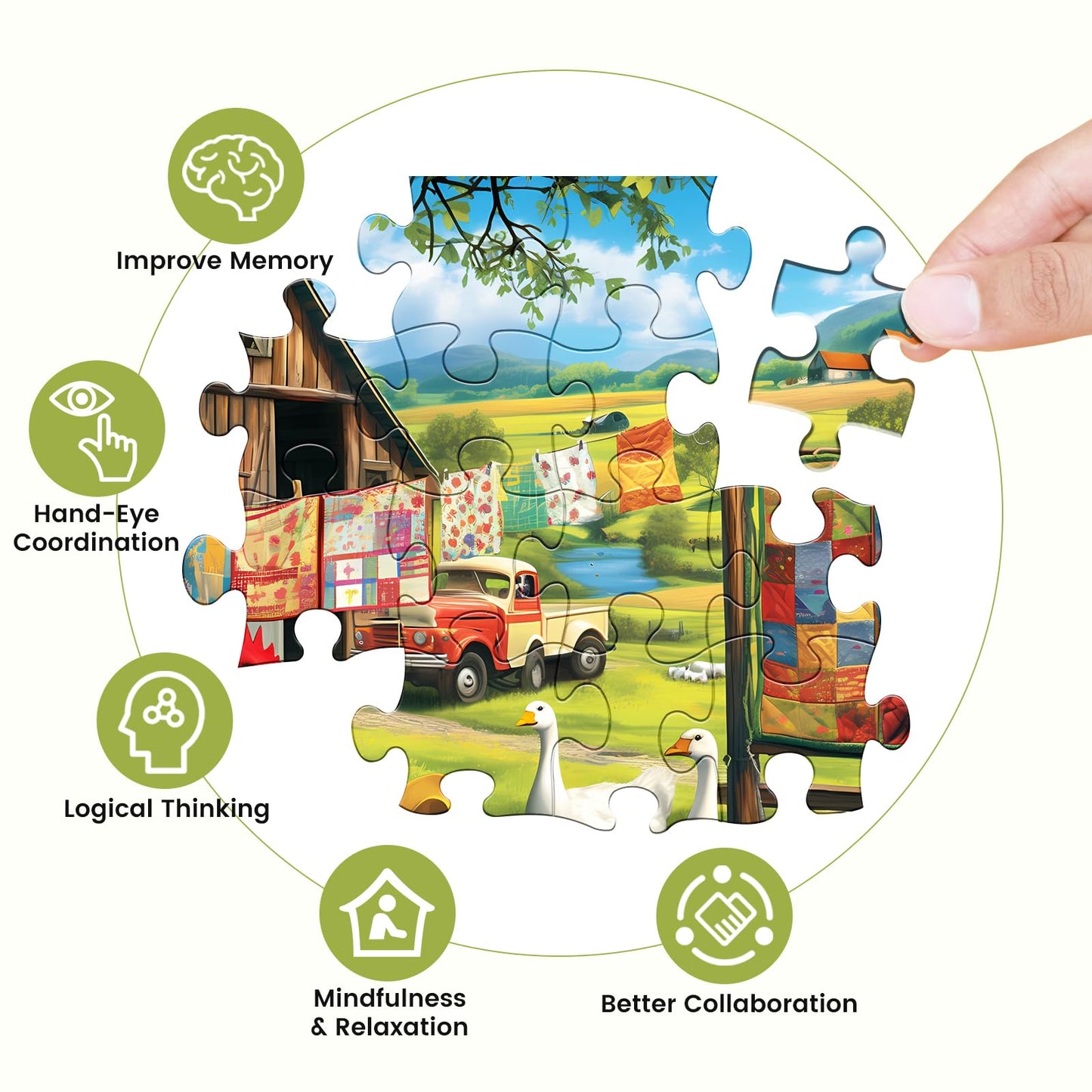 500 Pieces Puzzles for mature-themed Jigsaw Puzzle 500 Piece Puzzle Children Elderly Puzzle Chicken Duck Farm Puzzle Gift for Mom Dad Family Friend Family Activity Games Home Decor Wall Art 20.5x15IN