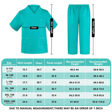 Mizzuco Doctor Costume For Kids,Toddler Nurse Scrubs Halloween Dress Up Cosplay For Boys Girls 3-12 Years (Green, Xl-140Cm/7-8Yr