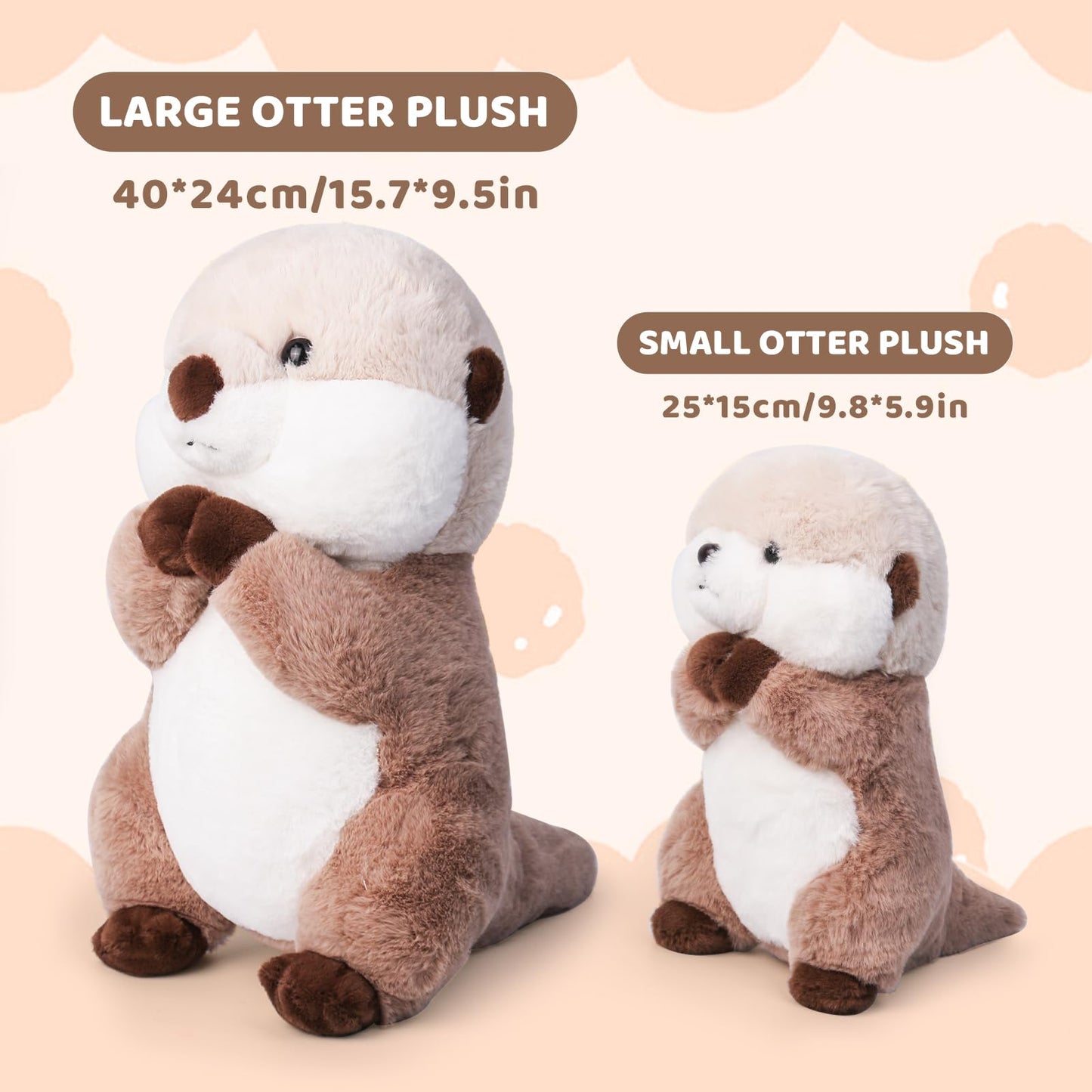 Riuhot Otter Stuffed Animals Cute Otter Plush Soft Sea Otter Plushie Toy Christmas Birthday Party Gift For Kids Children Girls B