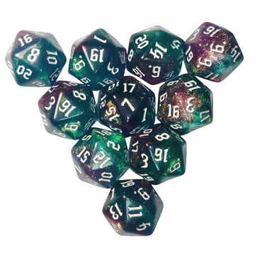 10Pcs D20 Polyhedral Dice Set 22Mm For Dnd Rpg Mtg Dungeons And Dragons Dice (Purple+Green)