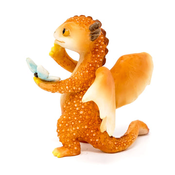Top Collection Solar The Red Dragon - Mini Collectible Fantasy Figurine (Pondering Life With Butterfly)
