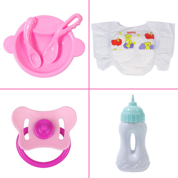 Unicorn Element 8 Pcs Baby Doll Clothes And Accessories, Baby Doll Feeding And Caring Set With Baby Doll Diaper Bag, Clothes, Diapers, Bottles, Pacifier, Swimsuits,Best Gift For Kids