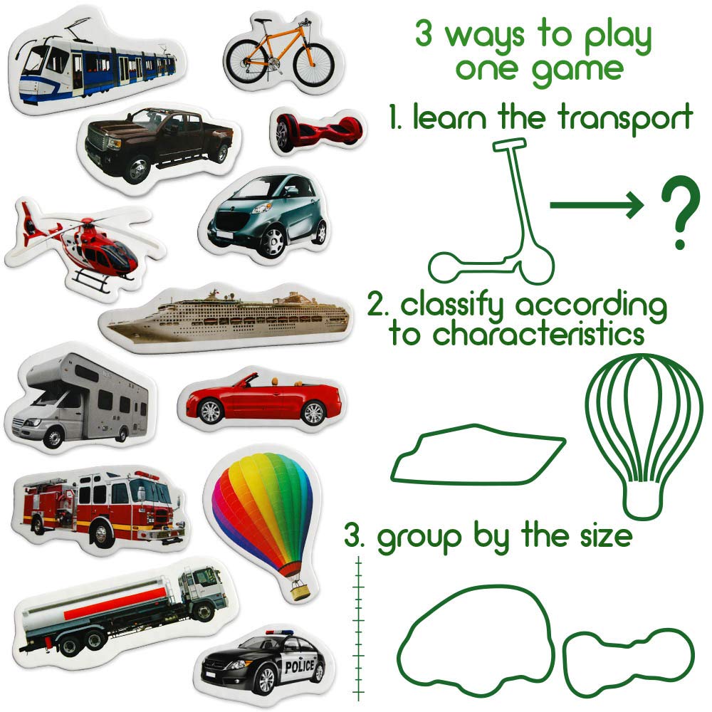 25 Fridge Magnets For Toddlers - Transport Kids Magnets For Fridge - Toddler Magnets For Refrigerator - Magnetic Animals - Fridg