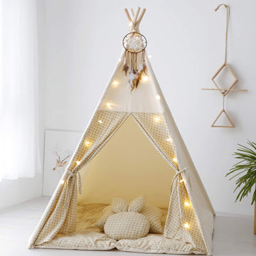 TreeBud Teepee Tent for Kids,Foldable Play Tents for Girl and Boy with Carrybag,Canvas Tipi Kid Playhouse for Tent Indoor Outdoo