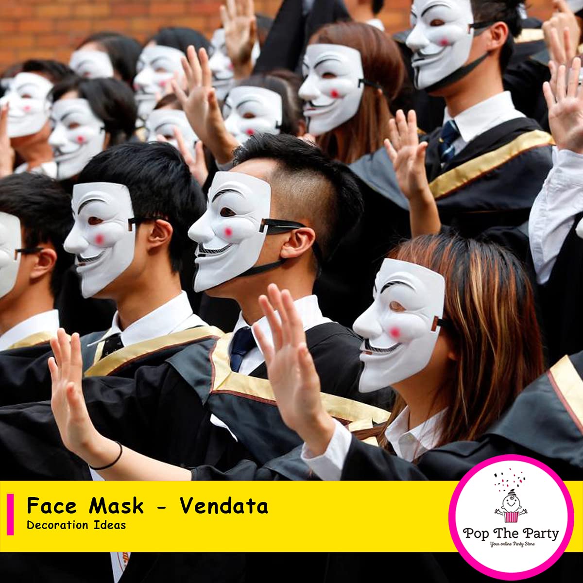 Pop The Party Mask For Holi | vendetta mask for kids |Holi Mask For Kids, Adults For Holi (vendettap5)