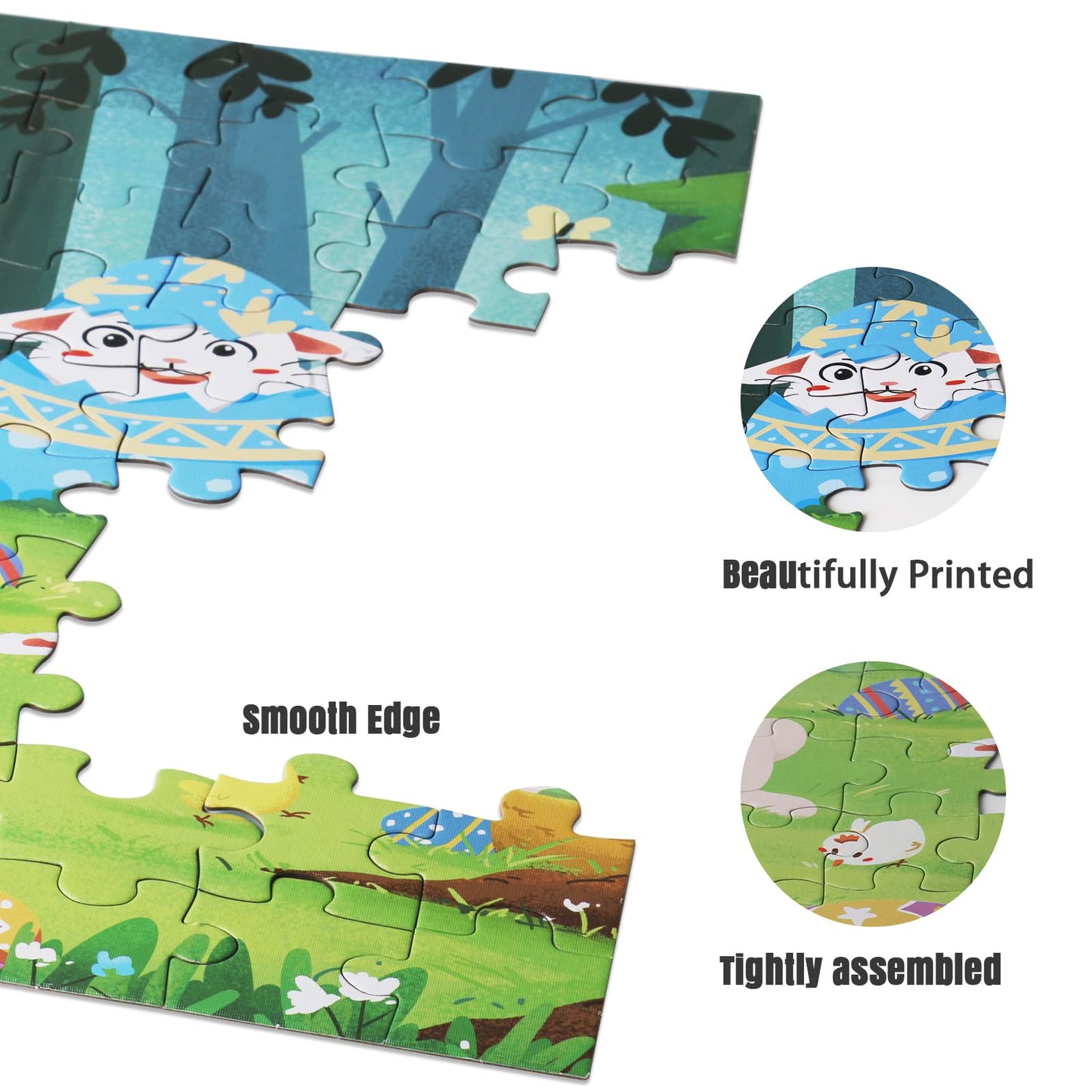 Easter Puzzles for Kids Ages 4-6, Jigsaw Puzzle Easter Bunny 100 Pieces for Kids Ages 3, 4, 5, 6 Year Old for Toddlers Education