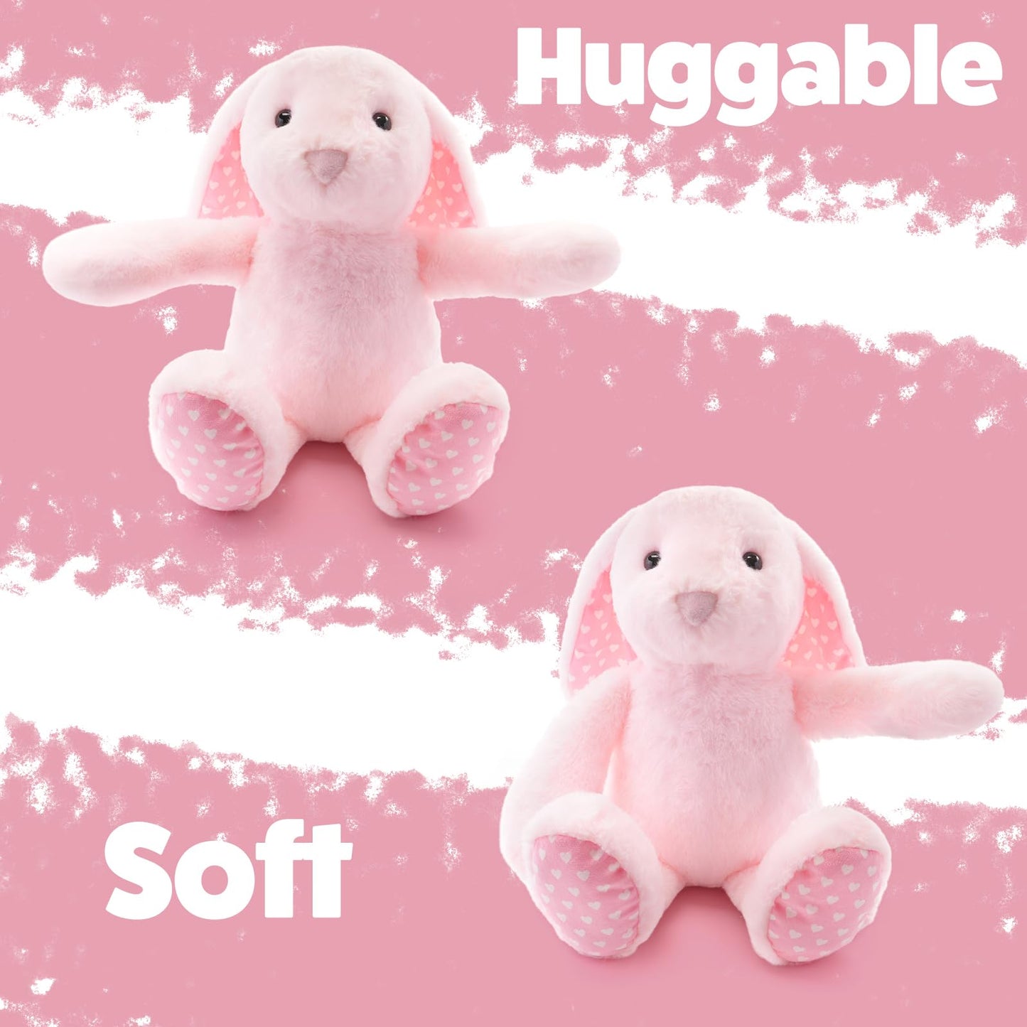 Weigedu Pink Rabbit Bunny Stuffed Animal Plush Toy For Kids, Boys, Girls, Babies - Perfect Birthday, Easter, And Christmas Bedti