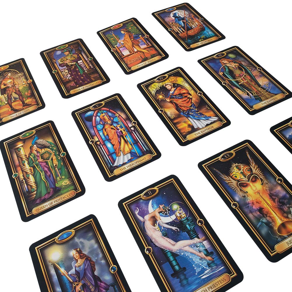 Jamron 78Pcs/Set Tarot Cards Deck Board Future Telling Divination Game English Edition Easy Gildedsn07408