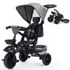 Kinder King Kids Tricycle, 7 In 1 Folding Toddler Trike W/Adjustable Push Handle, Rotatable Seat, Adjustable Canopy, Safety Harn